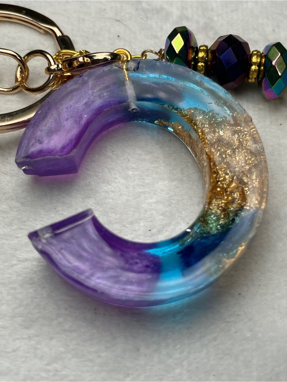 Custom Made Purple And Blue Letter C Keychain - Picture 11 of 11